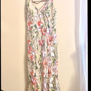 Prom dress with flower print & worn once